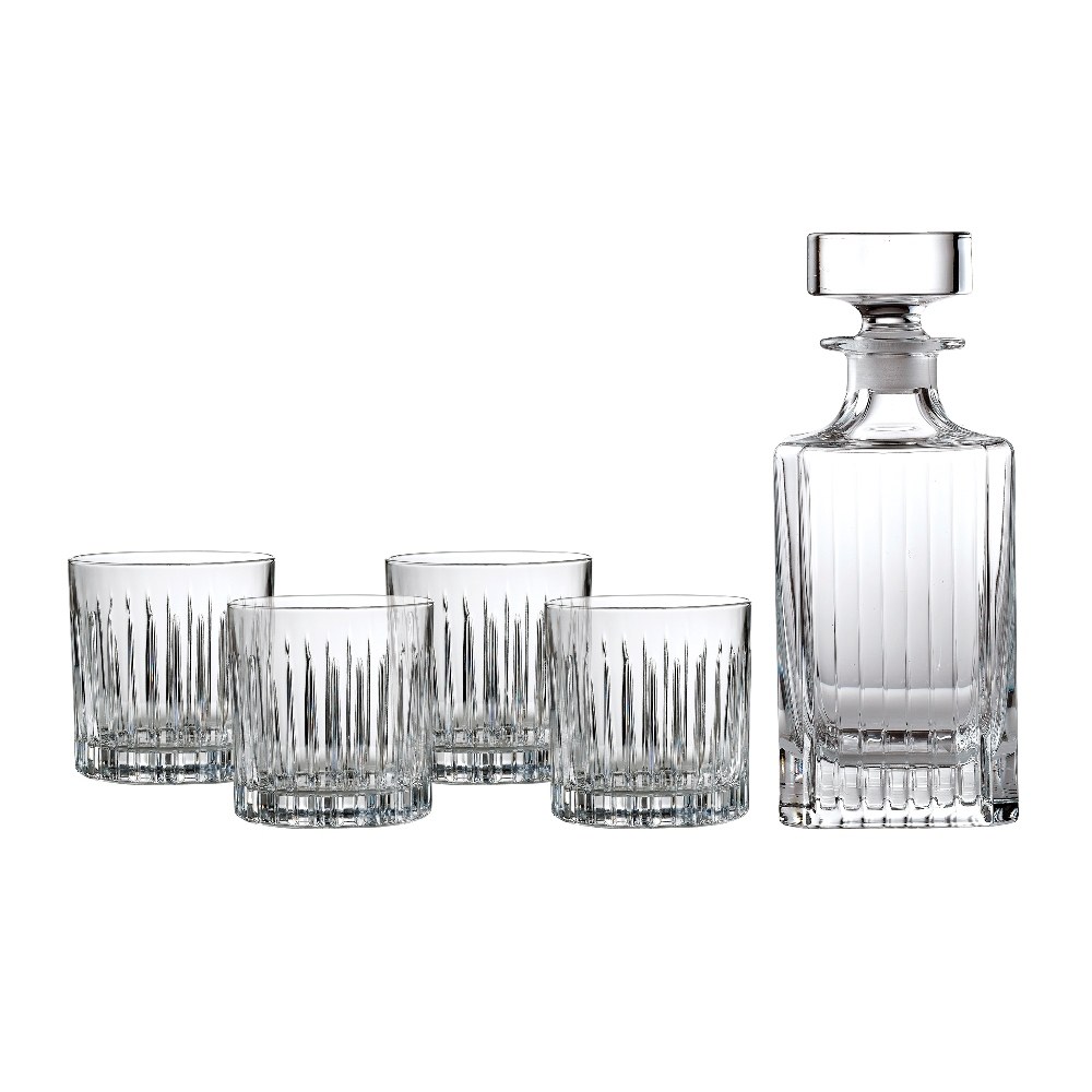 Royal Doulton Linear Set Spirit Decanter 747ml & Set of 4 Tumblers